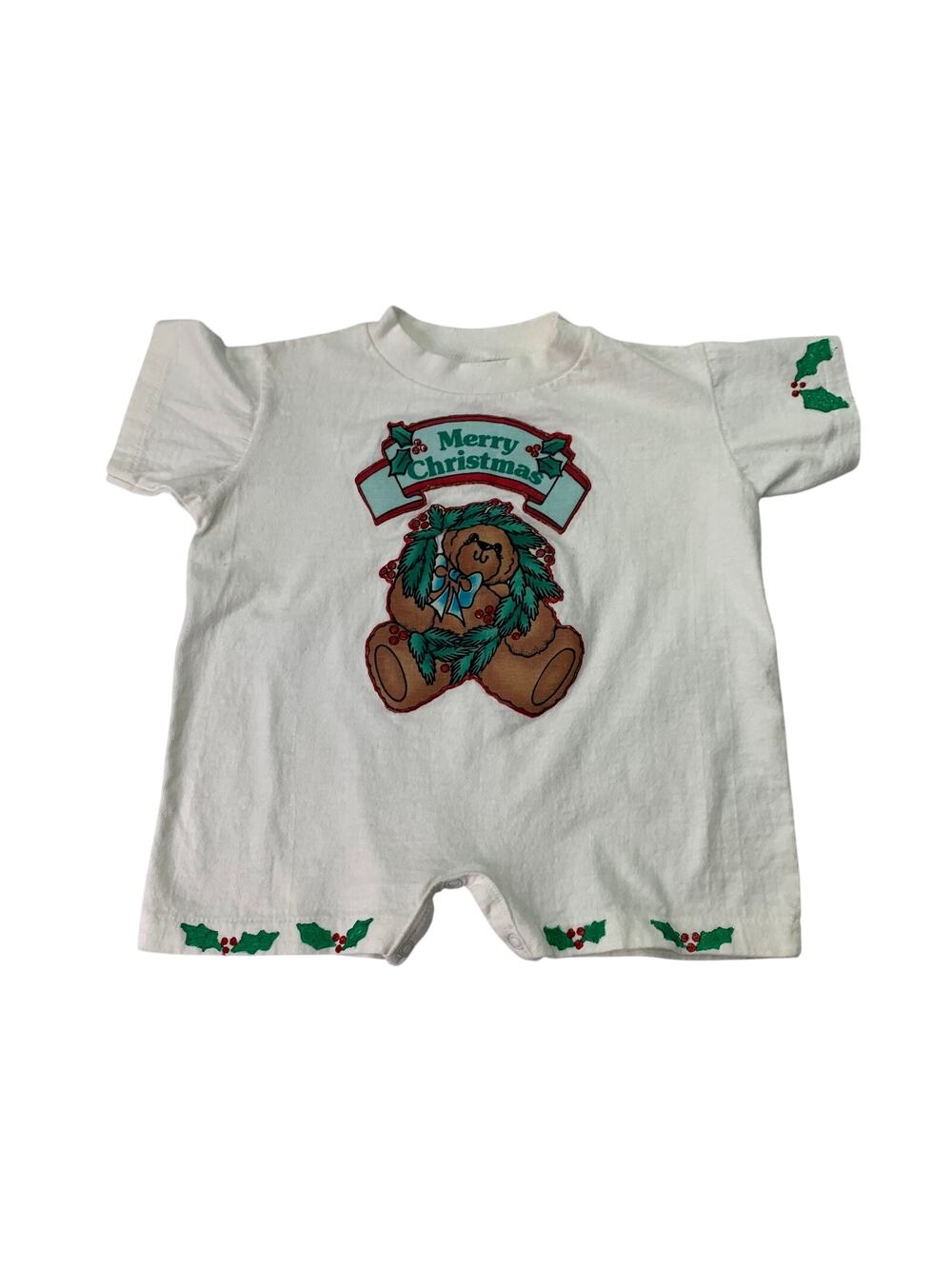 VTG Homemade Baby Rabbit Skins 18M Merry Christmas Handmade Puffy Paint